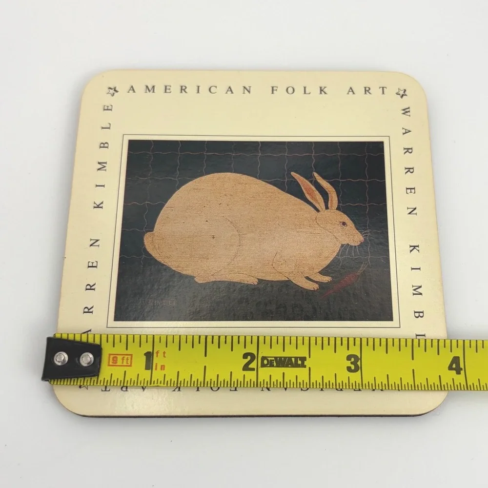 Warren Kimble Otagiri American Folk Art Rabbit Coasters Set of 4 Vintage
